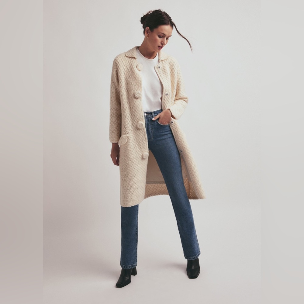 NWT FAVORITE DAUGHTER The Crochet Wool Blend Coat in Ivory Sz: XS